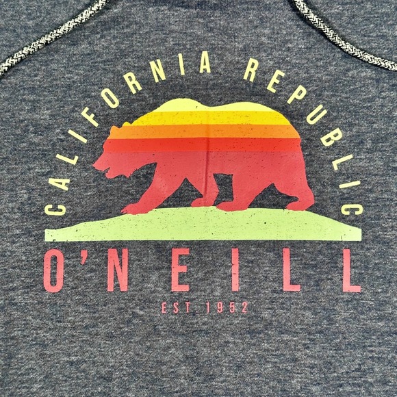 NWT O Neill Hoodie California Republic Bear Graphic Pullover Men's M Blue Lounge - Picture 3 of 10